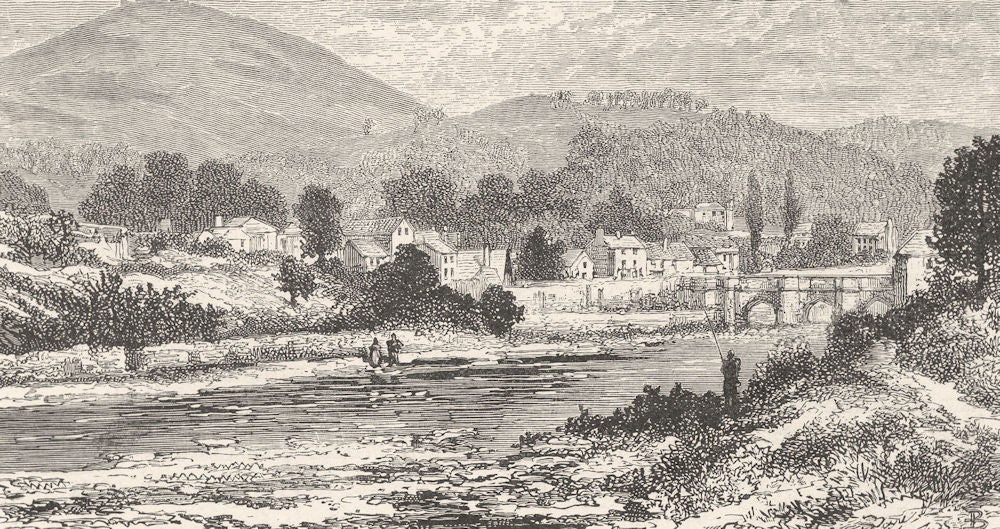 WALES. Llangollen 1901 old antique vintage print picture